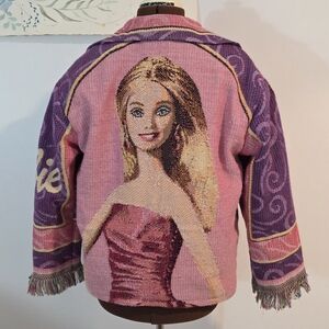 Upcycled 2003 Barbie Tapesty Style Blanket Jacket